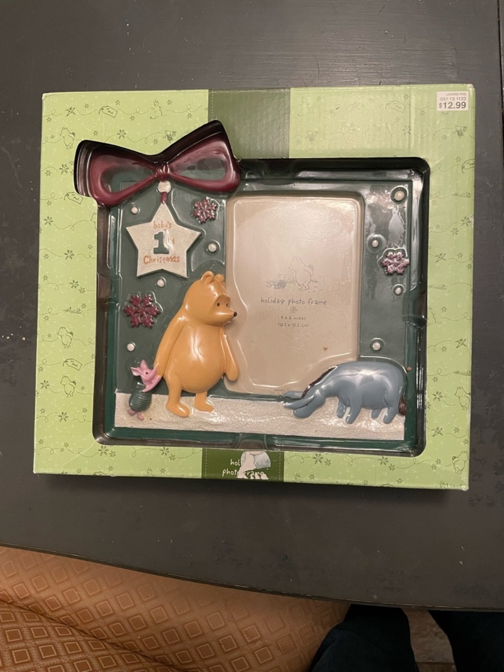Disney Classic Pooh Holiday Photo Frame - Green and Pink Accents